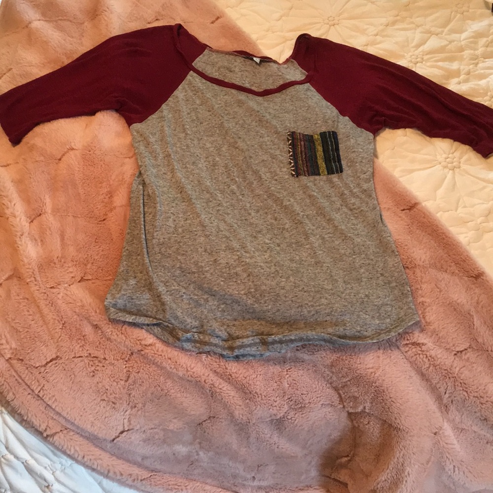 Heather grey and maroon vintage tee